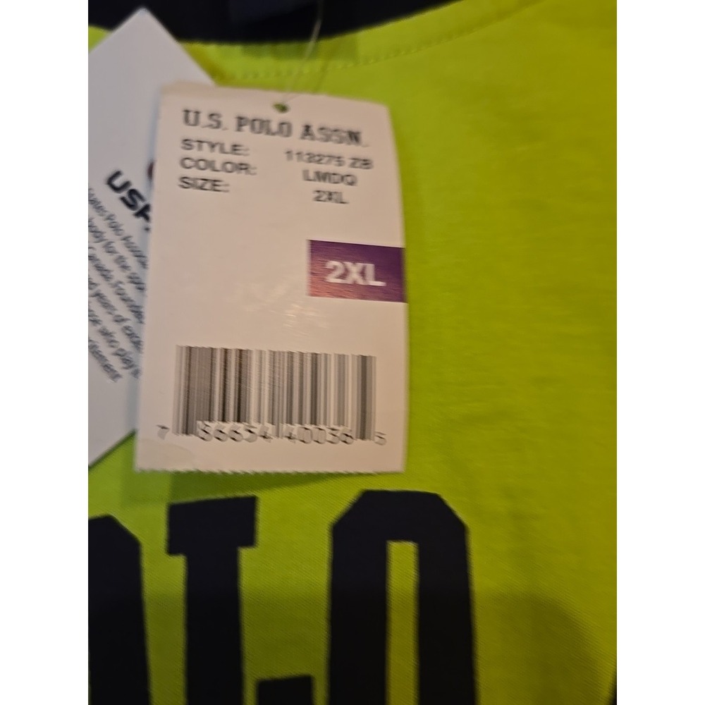 US Polo Assn. T-Shirt Mens Neon‎ Green 2XL Brand New with Tags 100% Cotton NWT - Picture 9 of 12